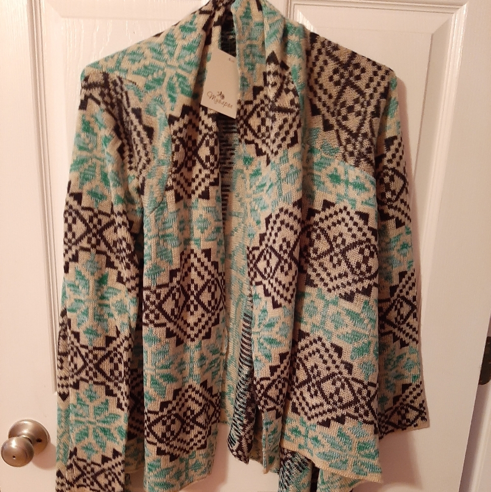 Gypsy Rose Patterned Cardigan - Green and Black